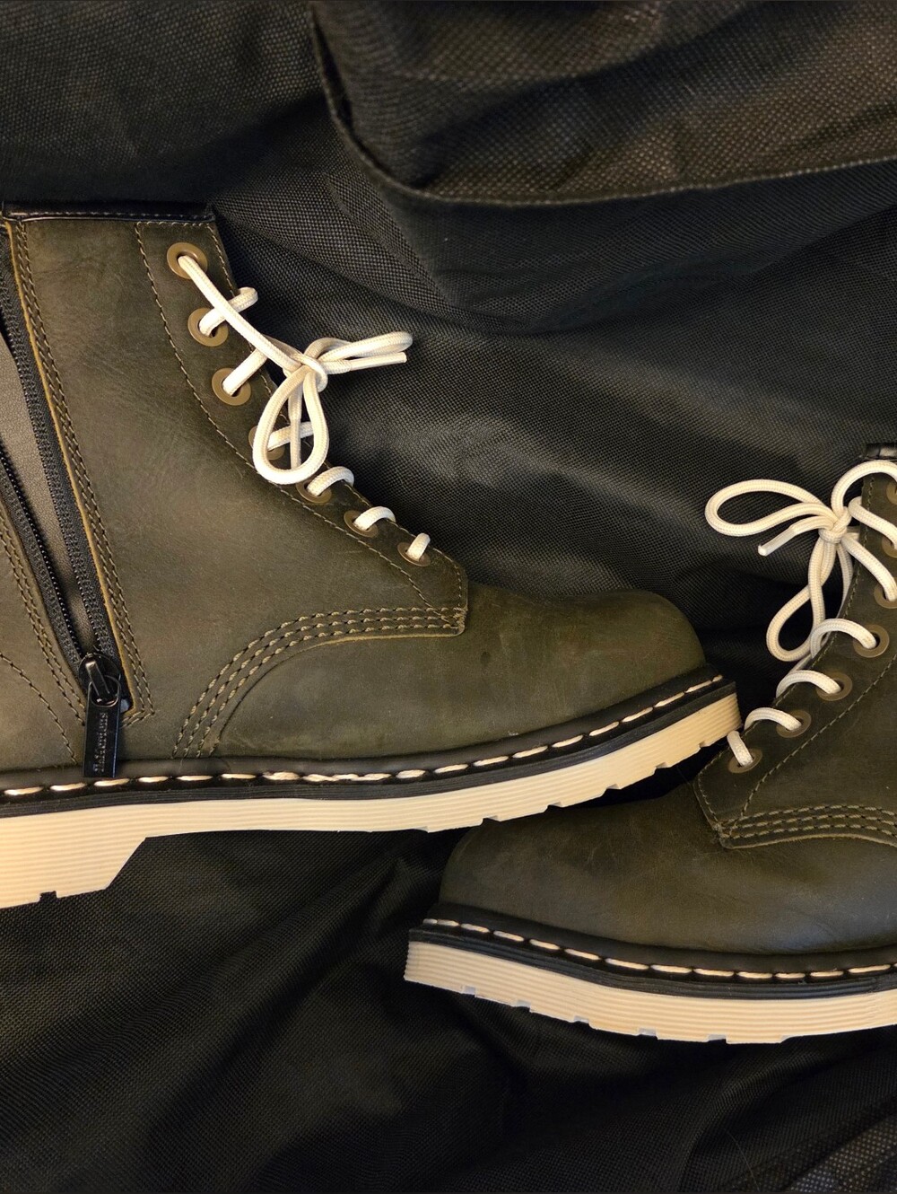 Dr. Martens Olive Lace-Up Side-Zip Ankle Boots with Cream Sole - Picture 5 of 6